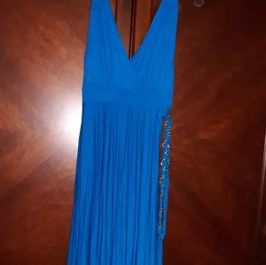 Gorgeous long blue dress with belt